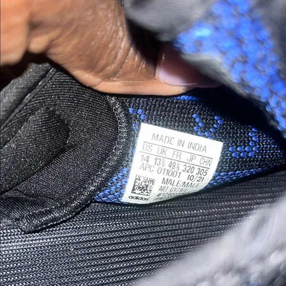 Yeezy 350 Black and Blue  Sneakers with Textured Knit Size 14 in Excellent. - Picture 6 of 8
